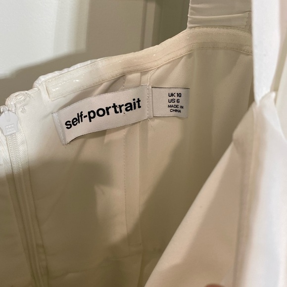 Self Portrait Pleated Taffeta white Mini Dress - Picture 6 of 8